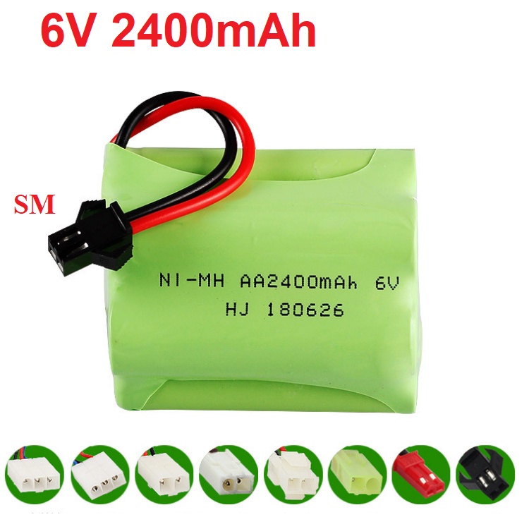 Pin 6V dung lượng 2400mAh /Ni-cd 1800mah/Ni-cd1400mah pin ghép 2 hàng cổng nối SM dùng cho xe ô tô điều khiển