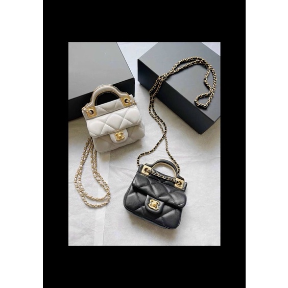 Túi xách nữ đeo chéo mini - Túi đeo chép nữ cao cấp ô trám kèm dây xích vàng cực xinh