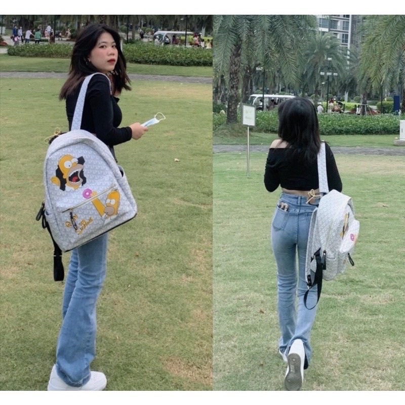 Balo Edmond QSN Full Mẫu Simpsons Cao Cấp mã TG78 - Tặng kèm móc khoá ngựa