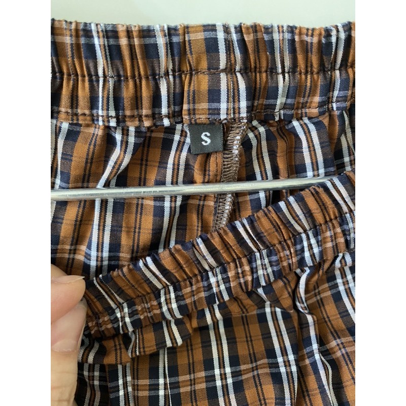 (50-70kg) Quần baggy kate sọc caro nâu