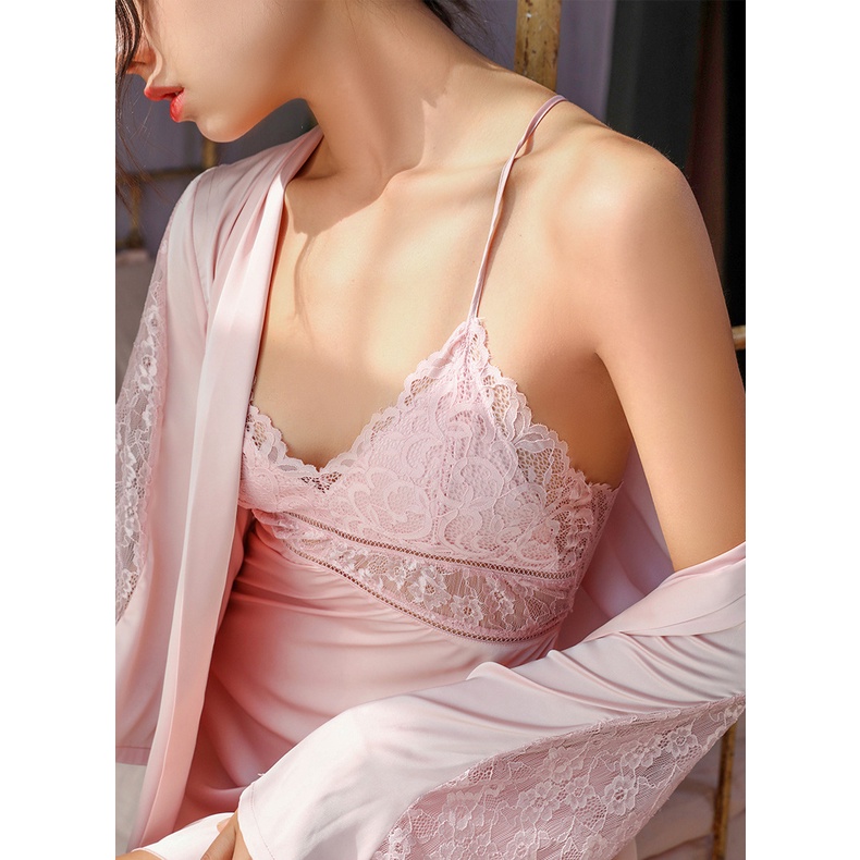 Váy ngủ 2 dây, đầm ngủ sexy có đệm ngực vải lụa tuyết mát lịm mã V2122