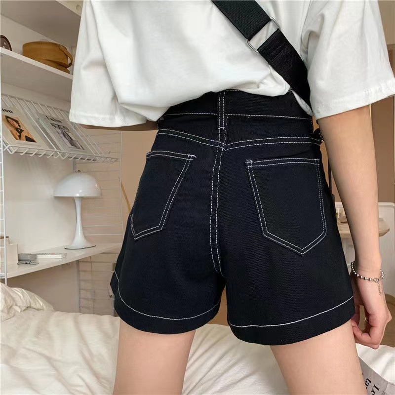 Quần Short Denim Lưng Cao Ống Rộng Phong Cách Hàn Quốc Thời Trang Cho Nữ