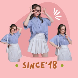 [CÓ SẴN] SƠ MI CỘC TAY, KẺ SỌC, NÚT CÀI SAU LƯNG, FORM FREESIZE < 58KG, ẢNH THẬT