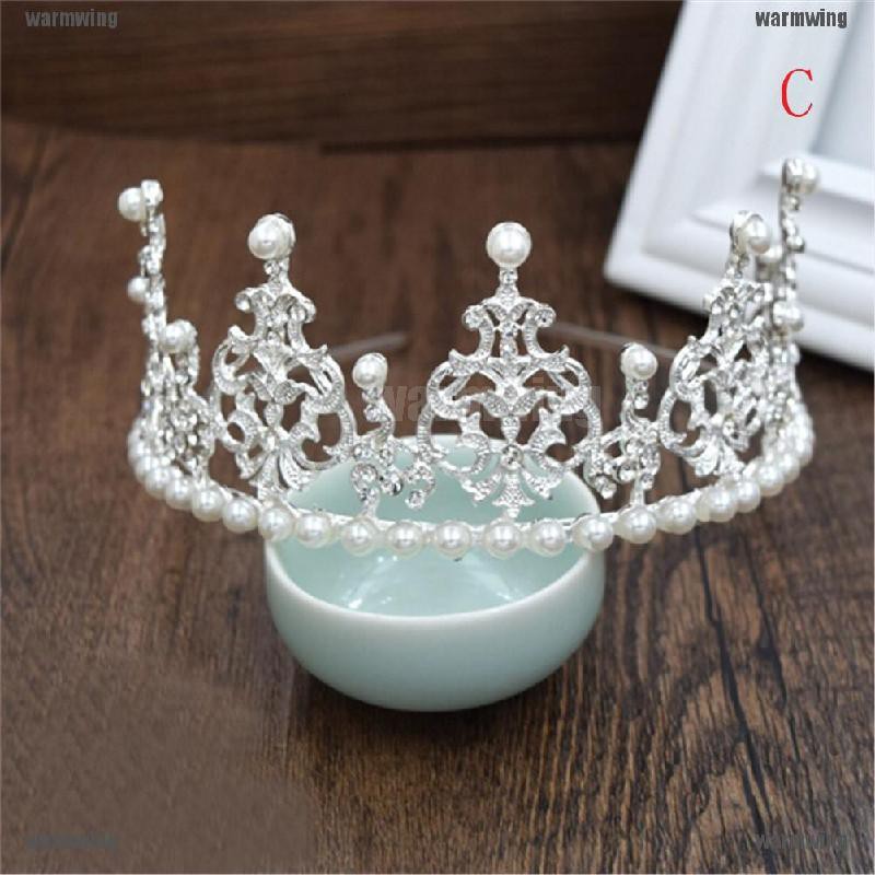 Cài Tóc Hình Vương Miện Công Chúa Đính Ngọc Trai Và Kim Cương Giả Cho Cô Dâu