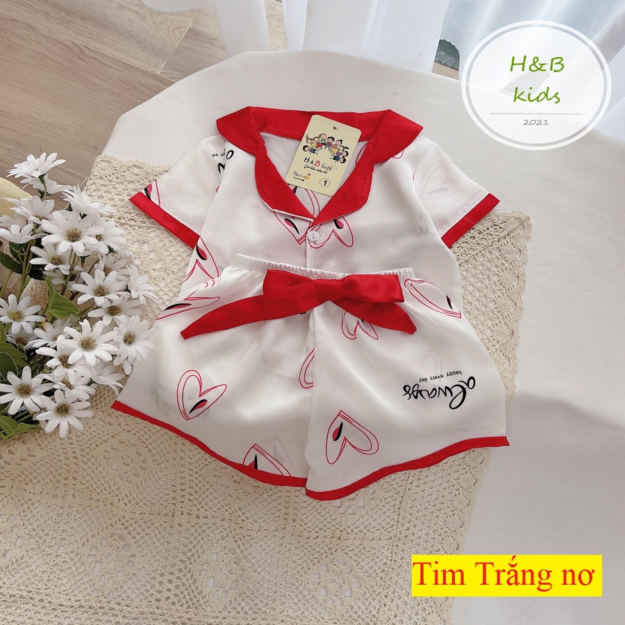 Bộ Mặc Nhà Cộc Tay  Cao Cấp Cho Bé - Pijama Lụa 3D Cao Cấp Cho Bé