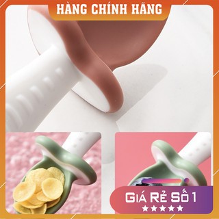 Bộ thìa dĩa ăn dặm cho bé kiểu nhật cao cấp có nút chặn - Monnie Kids