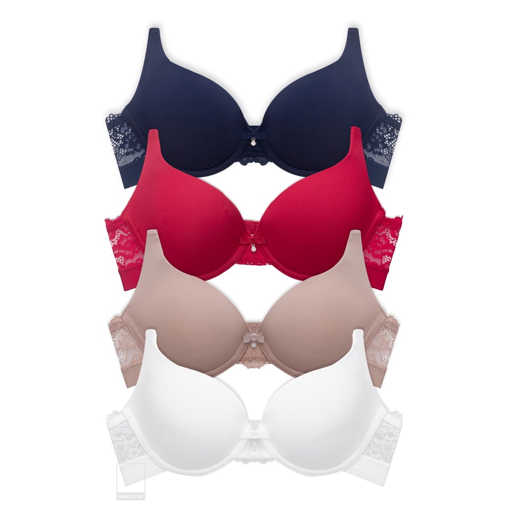 Áo lót mút mỏng có gọng thun lạnh lưng ren màu trơn đính nơ nâng ngực tự nhiên BOM SISTER LC2903 | BigBuy360 - bigbuy360.vn