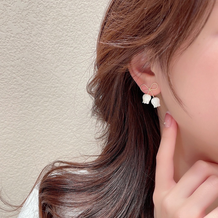 Khuyên Tai Hình Hoa Tulip Đính Nơ Xinh Xắn 2022