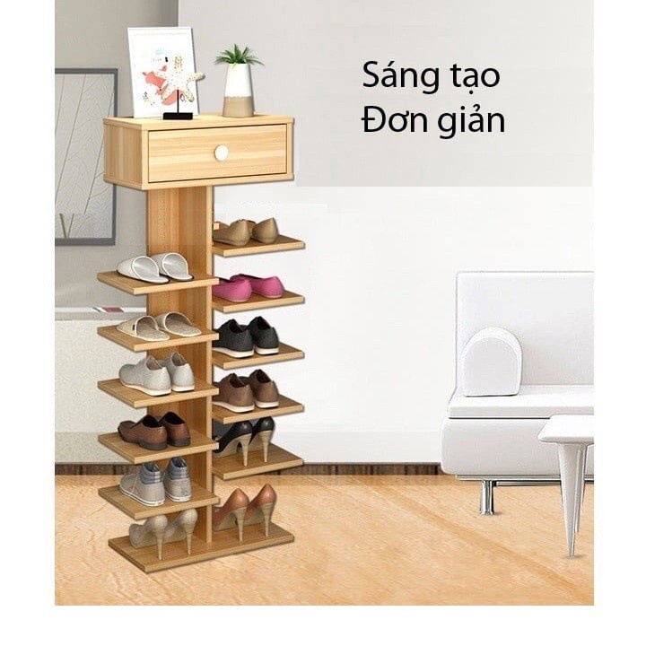 Kệ Giày Cây 7 Tầng Có Ngăn Kéo Gỗ MDF Giá Rẻ Sea Decor