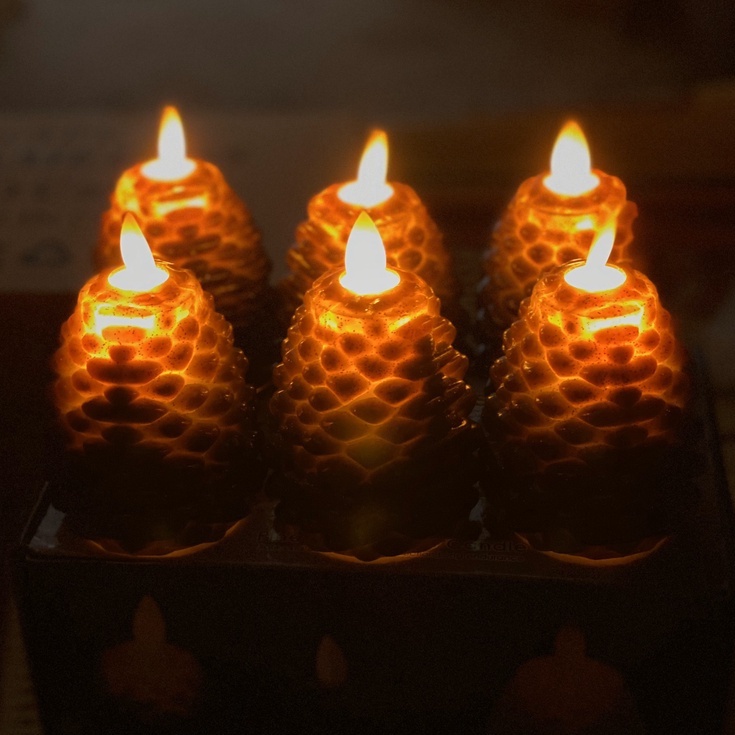 Nến trang trí hình quả thông-cây thông noel, nến điện tử trang trí giáng sinh, phụ kiện trang trí noel