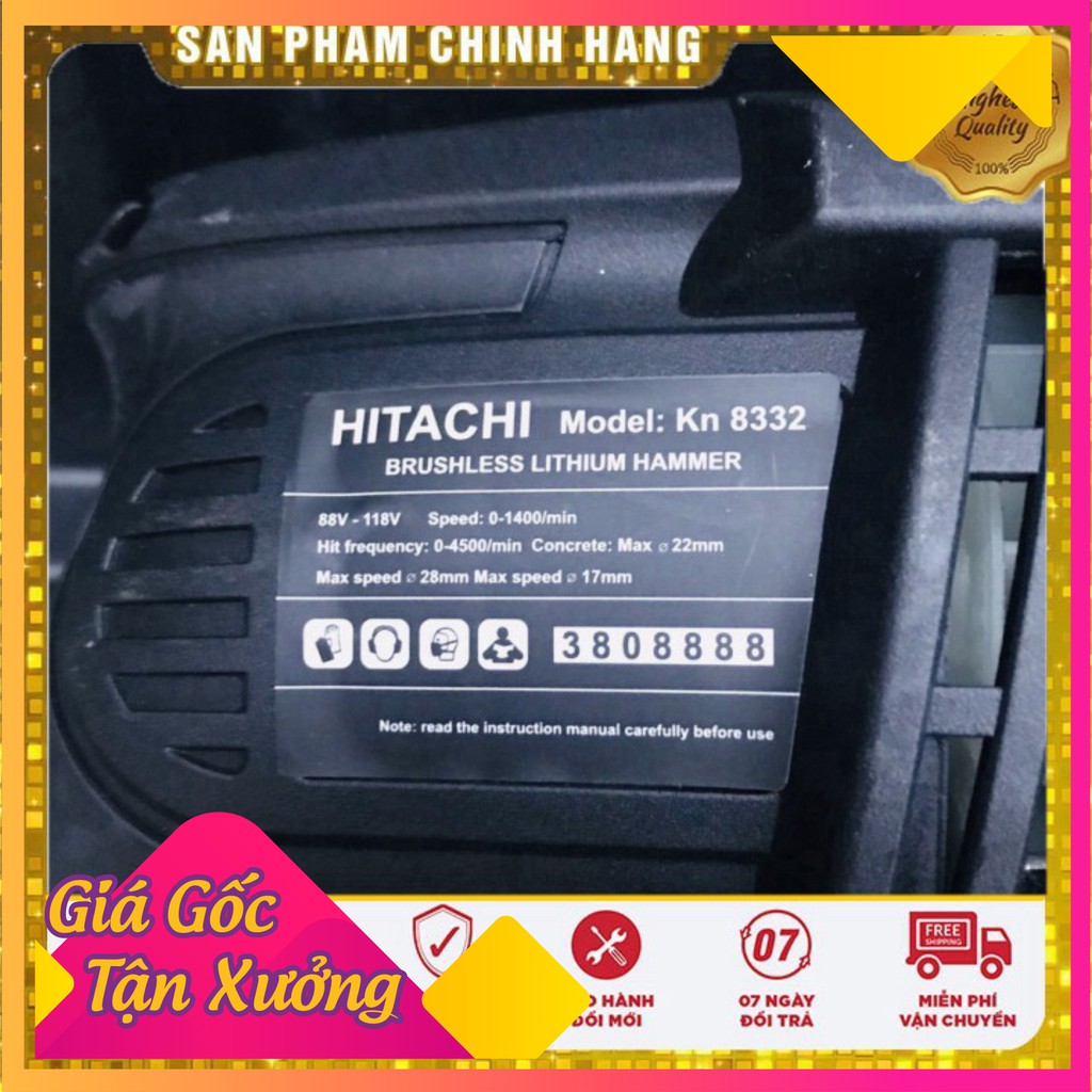 [ GIÁ HỦY DIỆT ]  Máy Khoan Đục Bê Tông HITACHI 118V 3 chức năng Không Chổi Than Tặng mũi khoan