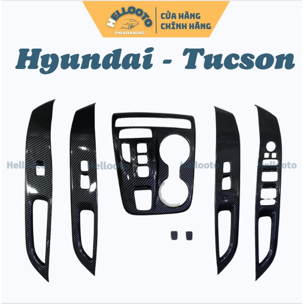Ốp Nội Thất Vân Đá/ Carbon Xe Hyundai Tucson 2022 2023 Cao Cấp Chất Liệu Nhựa ABS - 5 chi tiết + Tặng Kèm Keo Tăng Dính