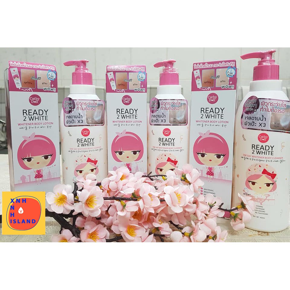 [Mẫu Mới] Sữa Tắm Cathy Doll Ready 2 White One Day Whitener Body Cleanser Thái Lan - 450ml