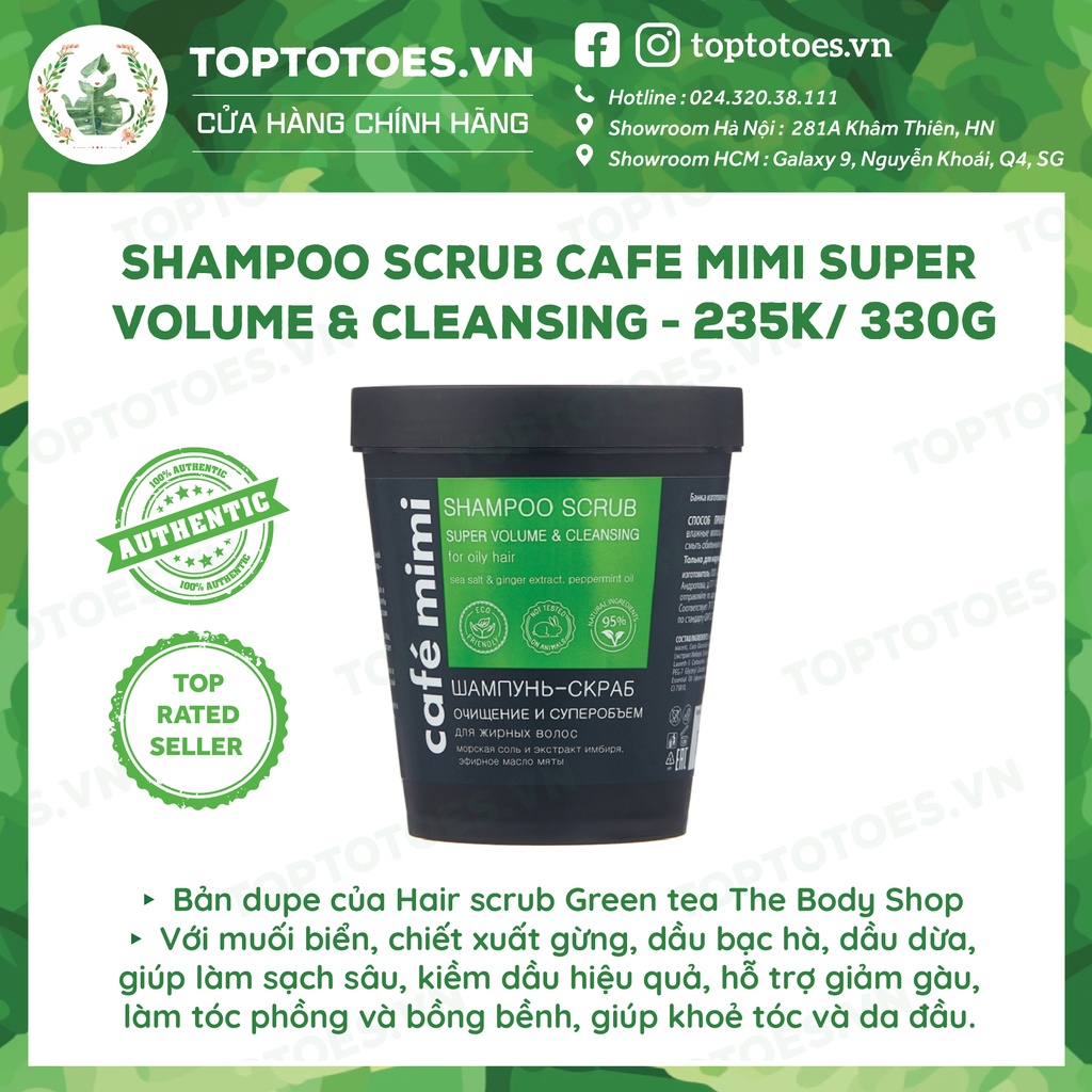 Dầu gội - Tẩy da chết da đầu Cafe Mimi Shampoo Scrub làm sạch sâu cho tóc tơi &amp; bồng bềnh, giảm gàu ngứa, kiềm dầu