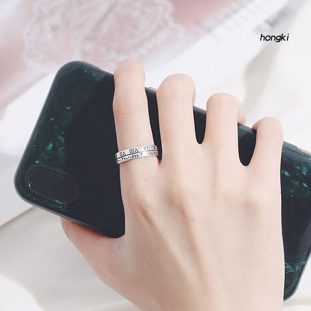 Nhẫn Hở Khắc Chữ Số La Mã Phong Cách Retro