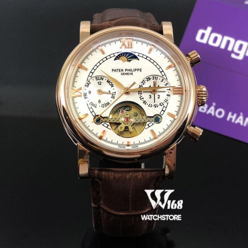 Đồng Hồ Nam PP GENEVE Viền Trơn Máy Cơ Automatic 41-42mm Chống Nước 5ATM