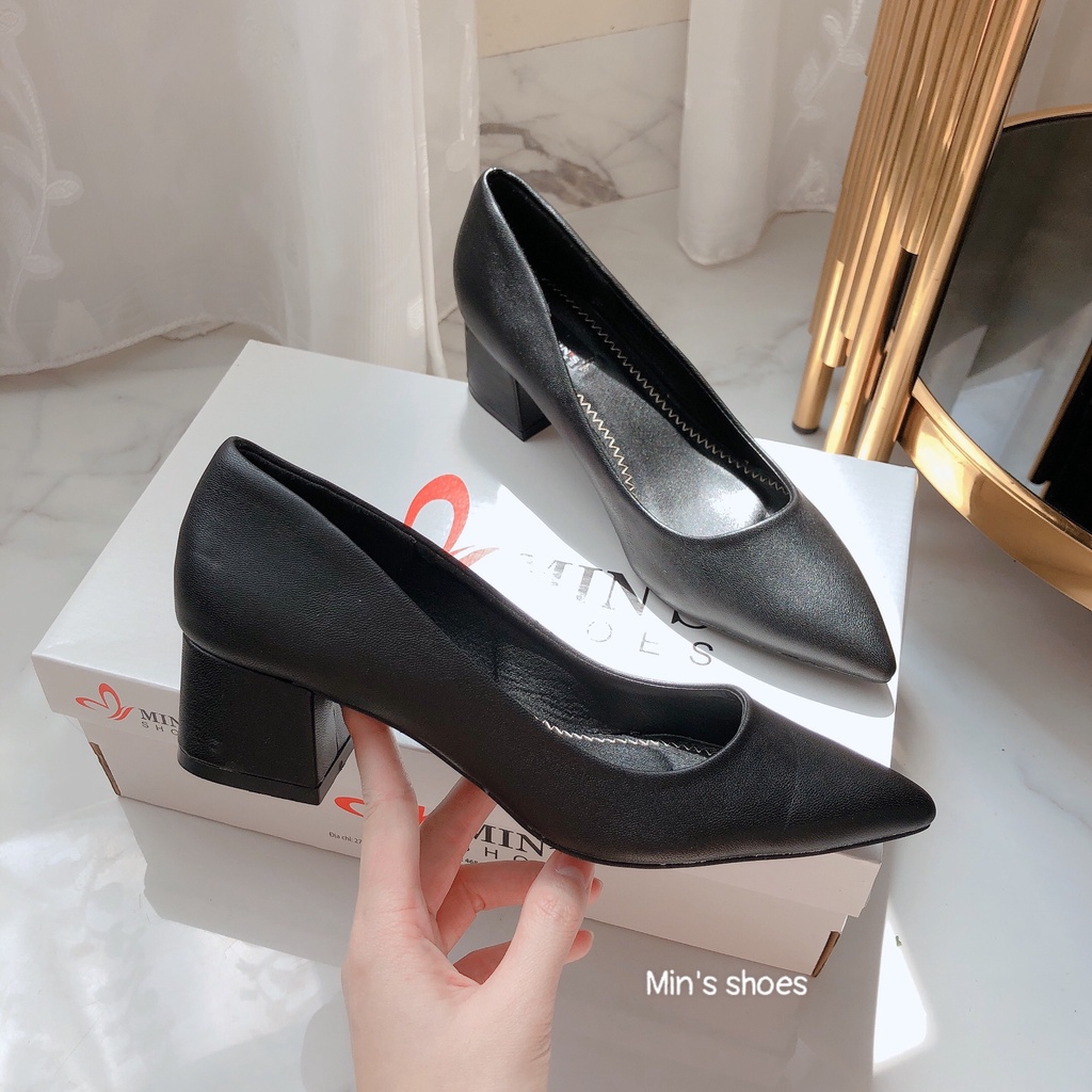 Min's Shoes - Giày Da Mềm Gót Vuông 3P V217