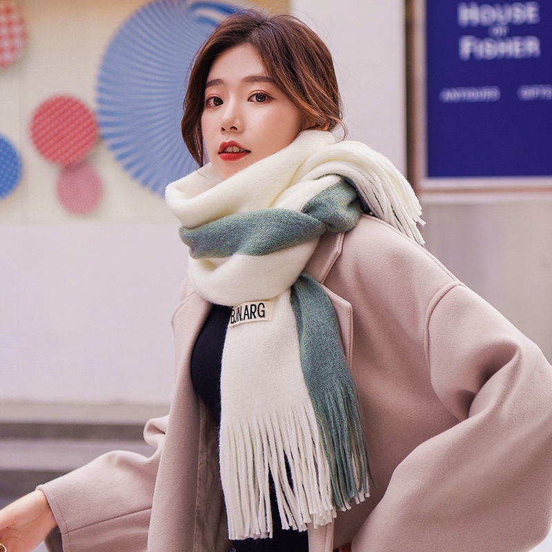 Khăn quàng cổ len nữ cashmere mùa đông Dày Mịn Hàng Quảng Châu phong cách thời trang Siêu Đẹp V-10