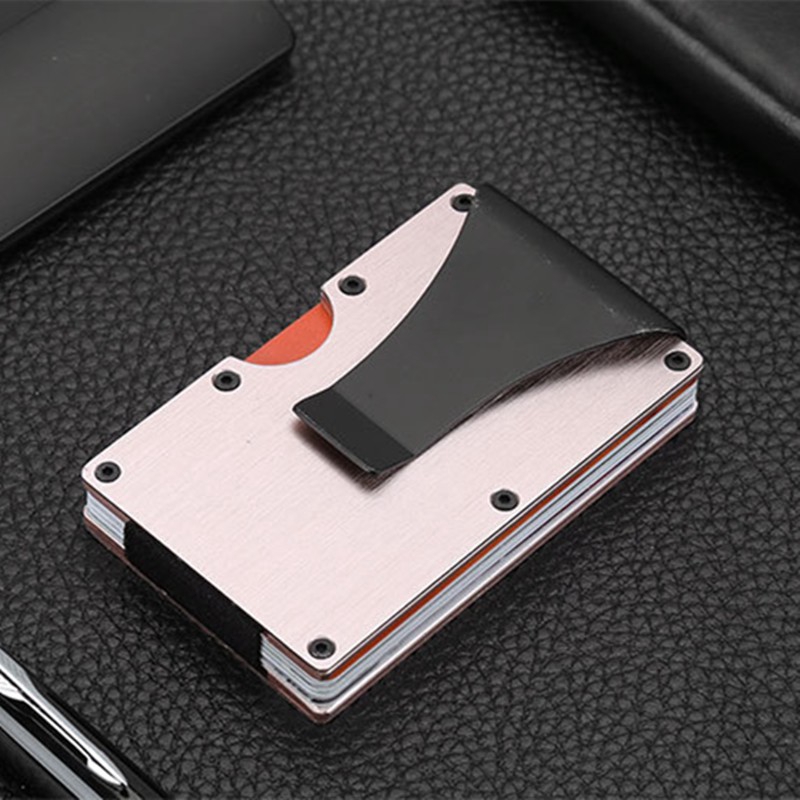 HYX RFID Metal Slim Blocking Wallet Money Clip Front Pocket Name Card Holder