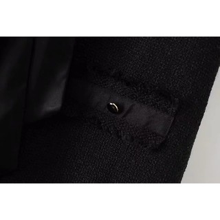 Đầm ZARA dạ thô đen nơ lụa sang chảnh
