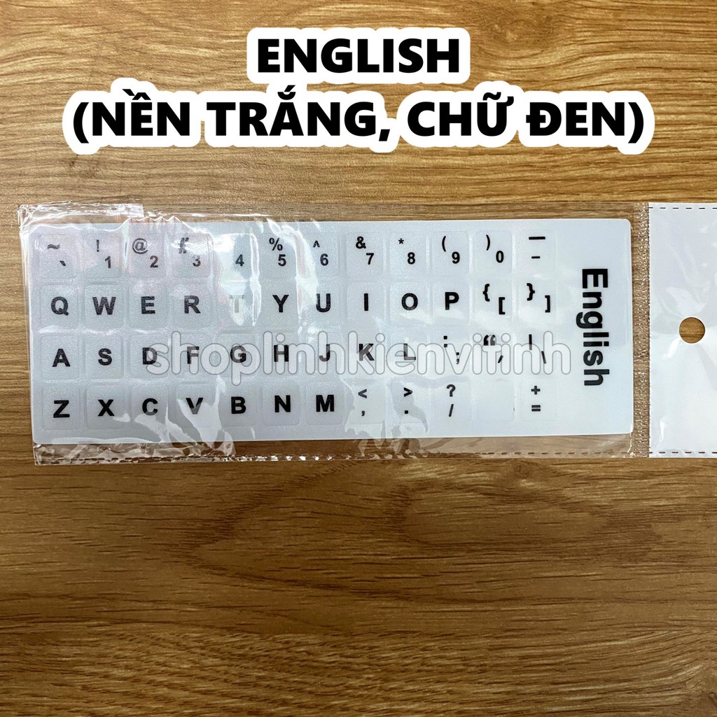 Miếng dán bàn phím Tiếng Anh English keyboard sticker (Layout US) dùng cho laptop và máy vi tính để bàn PC