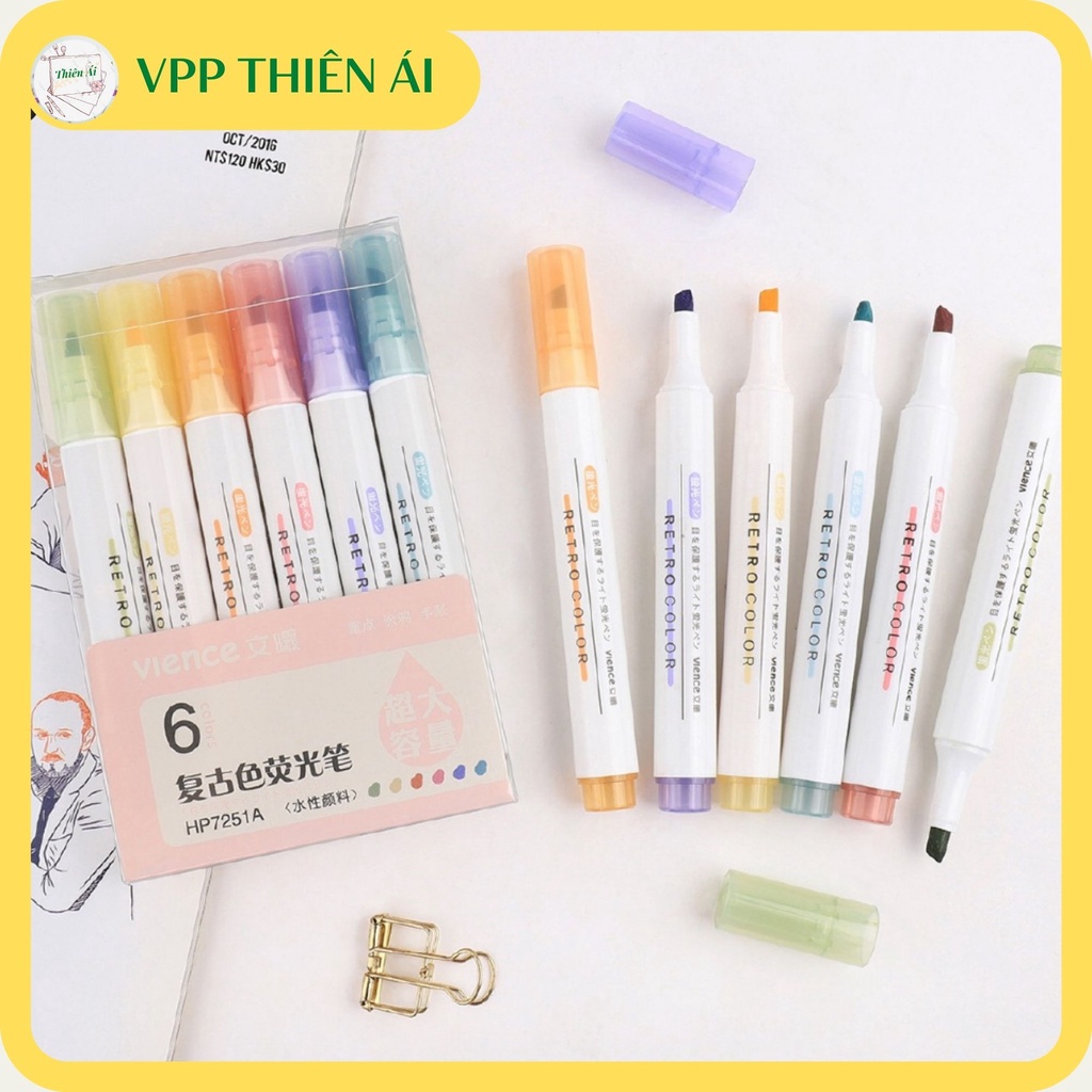 [Mã LIFEBOOK2 giảm 10% đơn 0Đ] Bút highlight pastel dạ quang ghi nhớ dòng cute đánh dấu nhiều màu