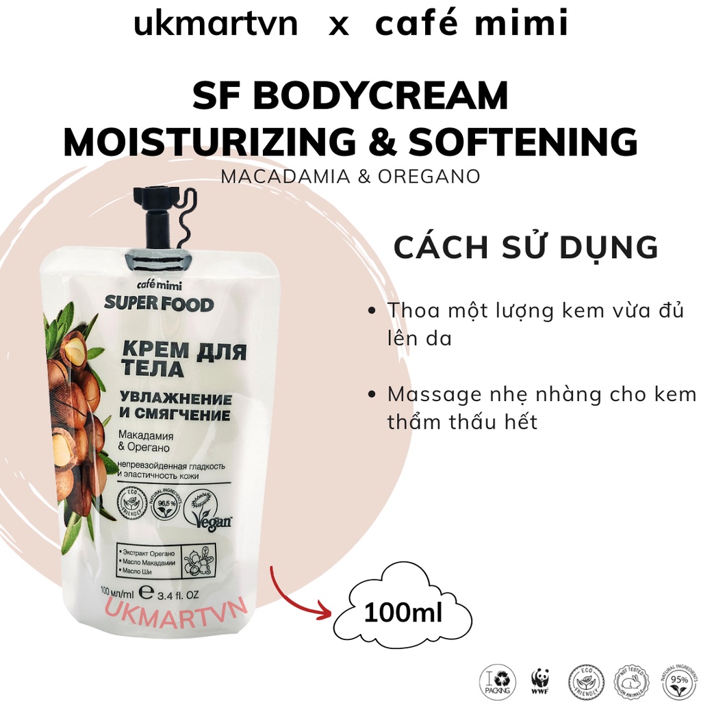 Kem Dưỡng Ẩm Và Nuôi Dưỡng Da Toàn Thân CAFÉ MIMI Coconut &amp; Shea, Macadamia &amp; Oregano 100ml