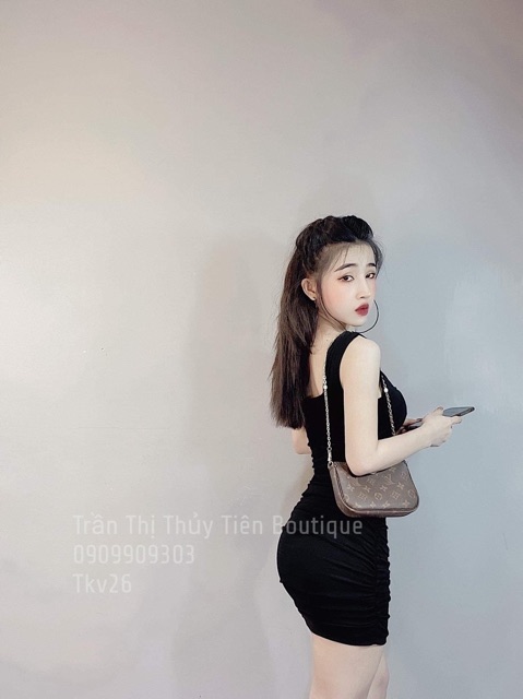 Đầm body nhún 2 dây bản to thun borip - S5T | BigBuy360 - bigbuy360.vn
