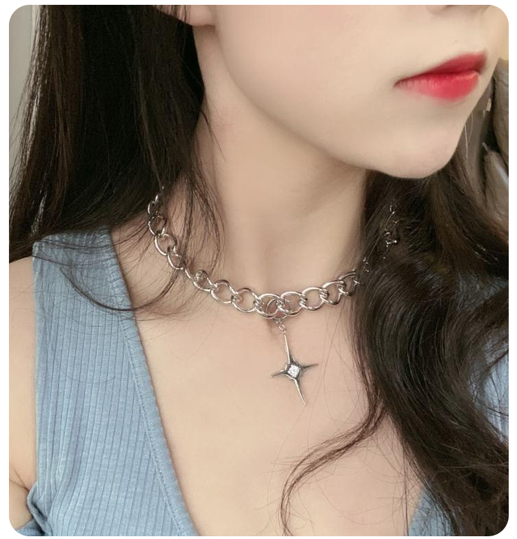 Dây chuyền 22865 thiết kế hình thánh giá / ngôi sao bốn cánh đính kim cương