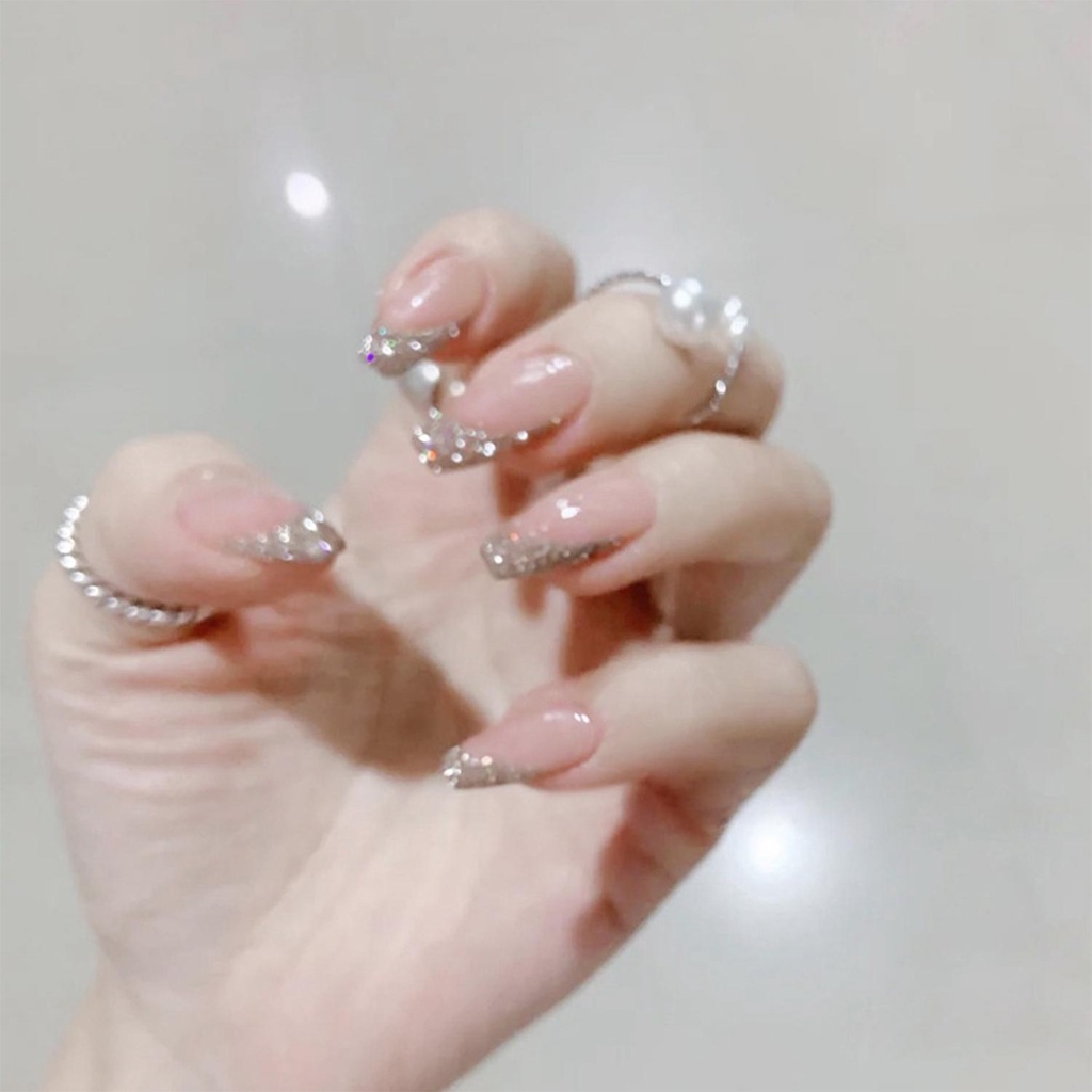 LAY Hộp 24 Móng Tay Giả Màu Hồng Xinh Xắn