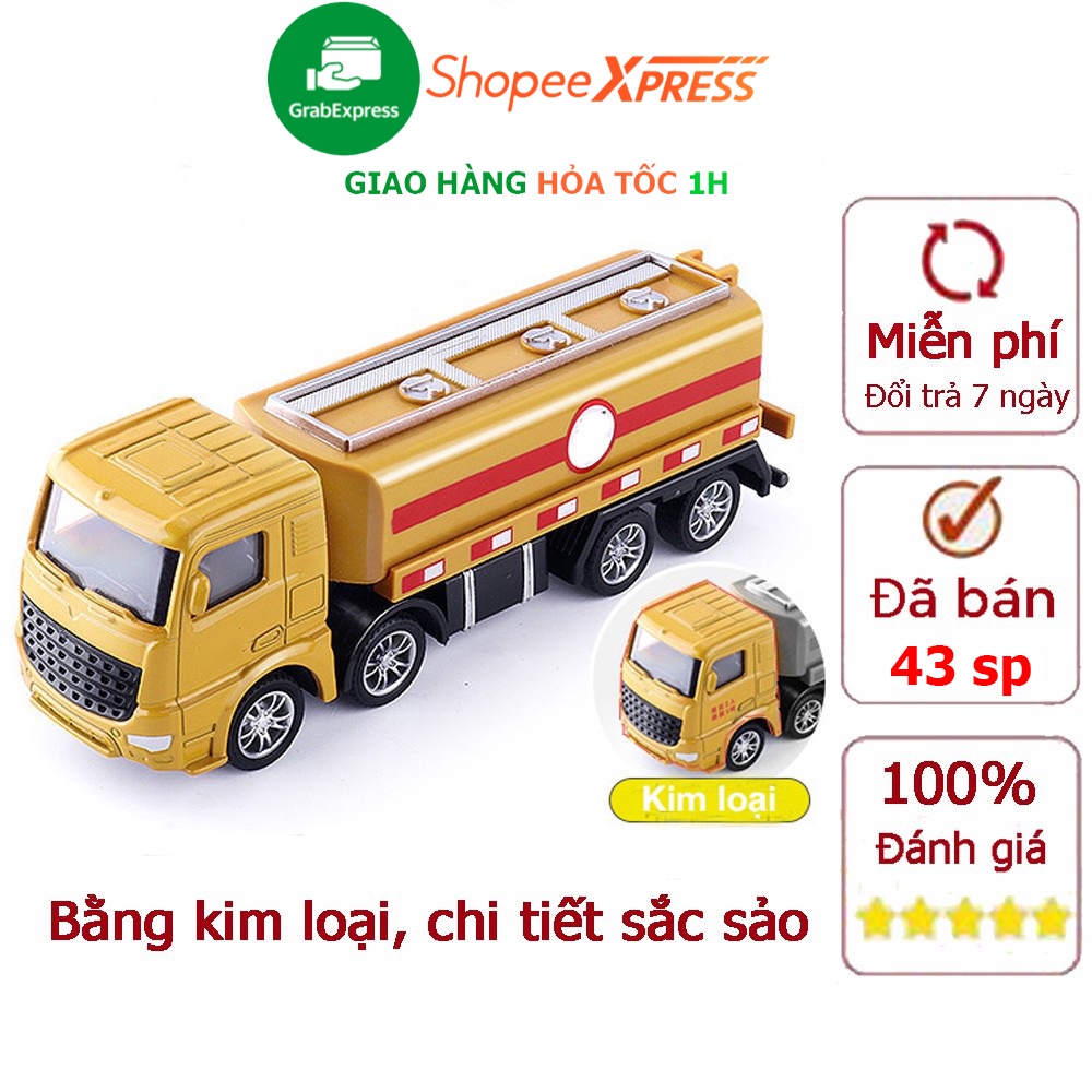 Đồ chơi mô hình xe chở dầu đầu xe bằng kim loại nguyên khối
