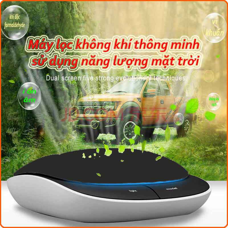 Máy Lọc Không Khí Ô TÔ Năng Lượng Mặt Trời, Tạo ion âm lọc không khí, khử mùi, chống say xe, tỏa hương thơm