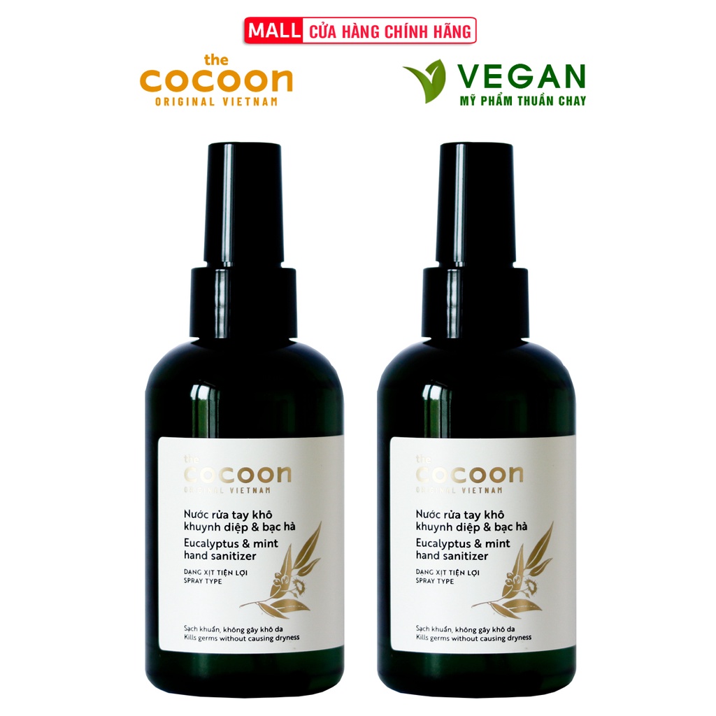 Combo 2 chai Nước xịt rửa khô Khuynh Diệp và Bạc Hà Cocoon 140ml/1chai