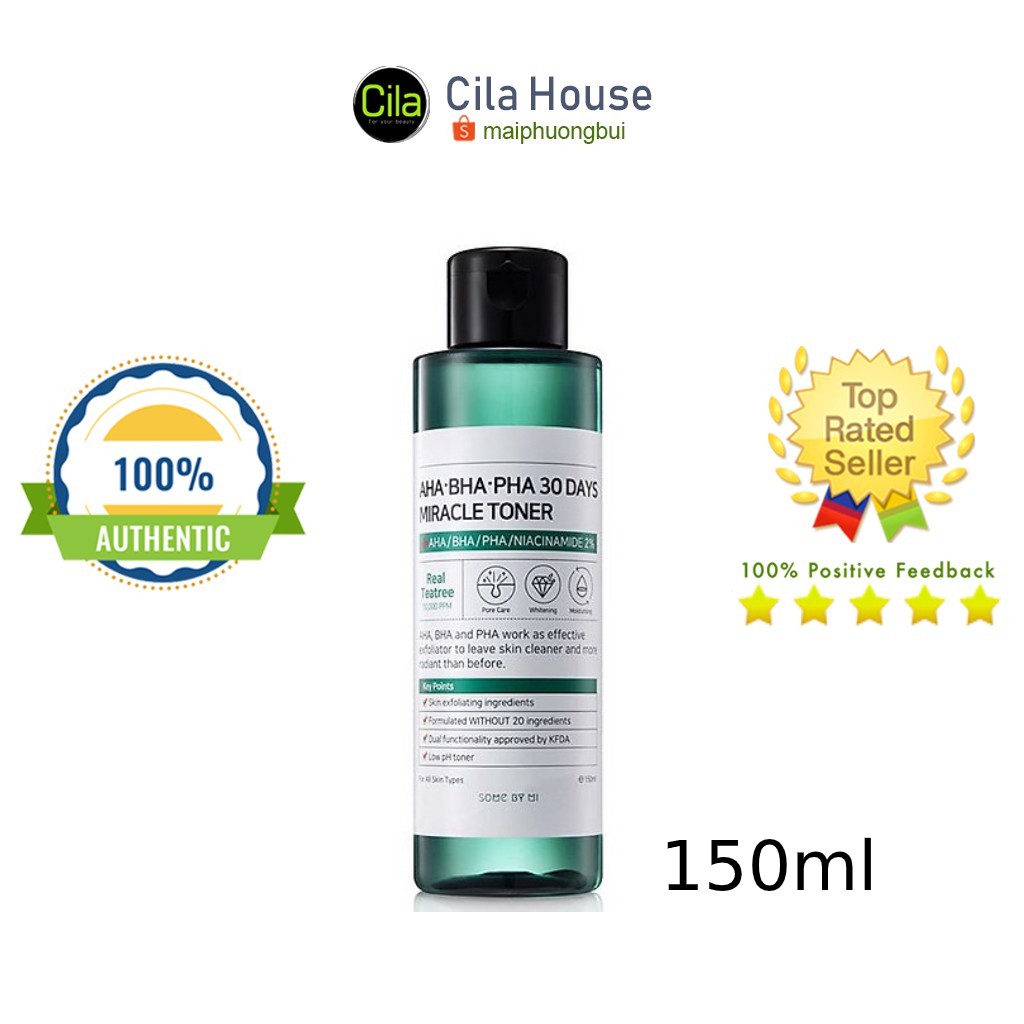 Nước Hoa Hồng Giảm Mụn Some By Mi AHA-BHA-PHA 30 Days Miracle Toner 150ml - Cila House