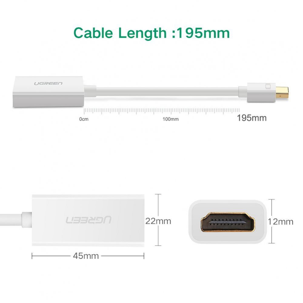 Cáp chuyển Mini DisplayPort to HDMI (âm) Ugreen 10460/10461