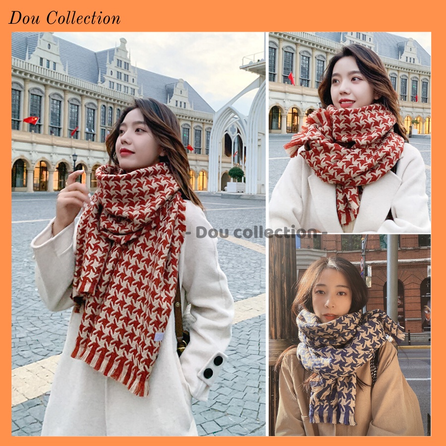 [NowShip2h] Khăn Choàng Cổ Len (Khăn Cashmere Dày) Cao Cấp Giữ Ấm Mùa Đông Họa Tiết Cao - 60x195cm - PJN.ARC - Mã LN013