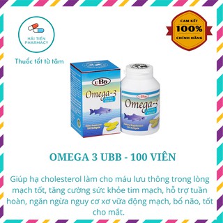 Viên dầu cá OMEGA 3 UBB - Hỗ trợ hạ mỡ trong máu (glyceride), bổ não - 100 viên