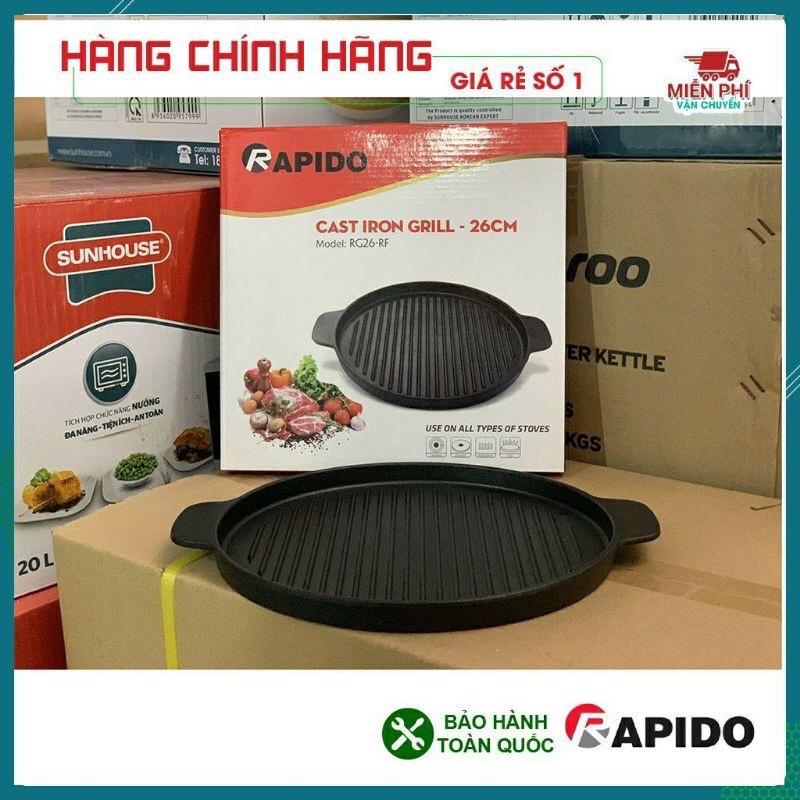 CHẢO GANG NƯỚNG RAPIDO CHÍNH HÃNG sz 24-26 cm