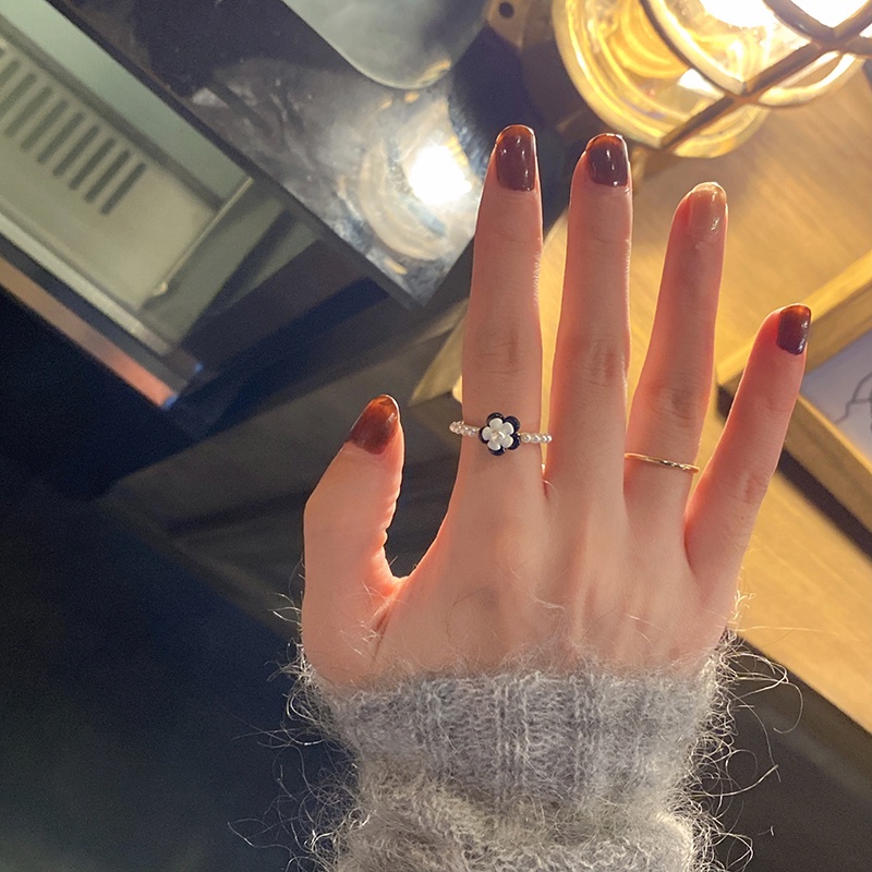 Nhẫn Đeo Tay Đính Ngọc Trai Hình Hoa Phong Cách Hàn Quốc Cho Nữ