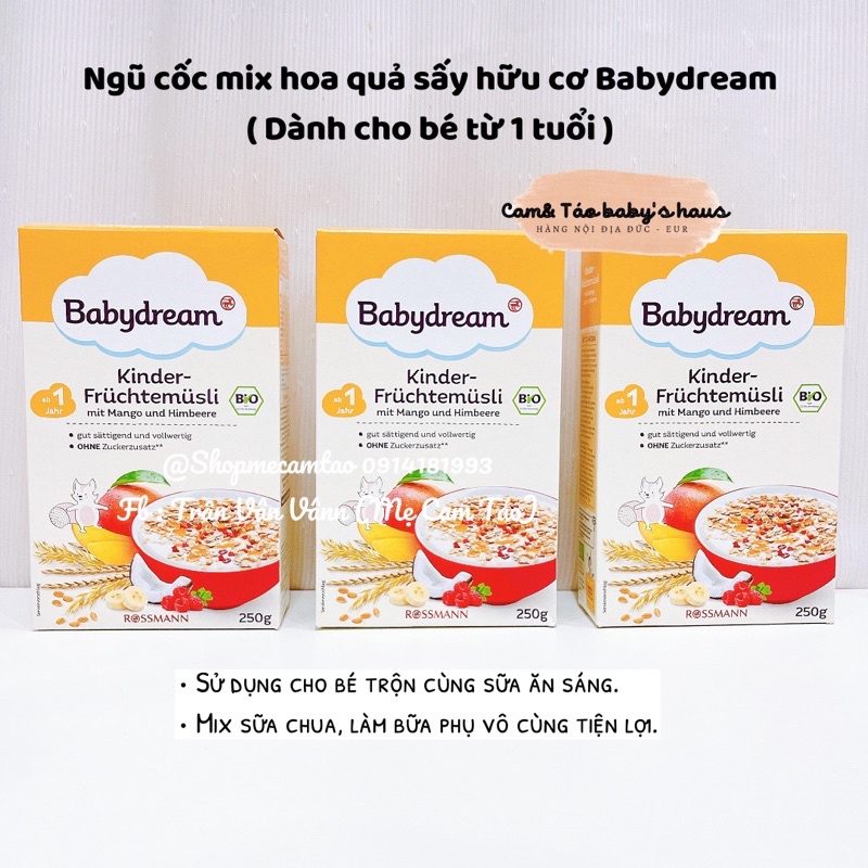 (Date: 2023) Ngũ cốc hoa quả sấy hữu cơ Babydream cho bé