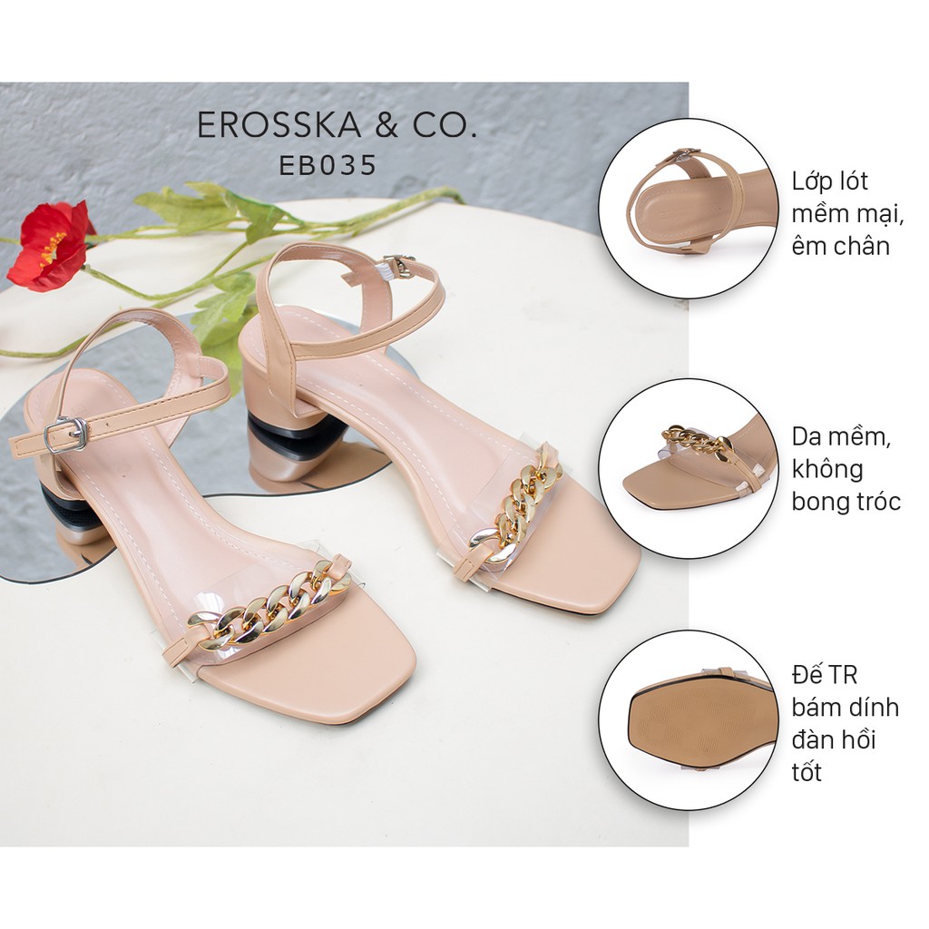 Giày sandal quai xích Erosska kiểu dáng Hàn Quốc cao 5cm màu nude - EB035