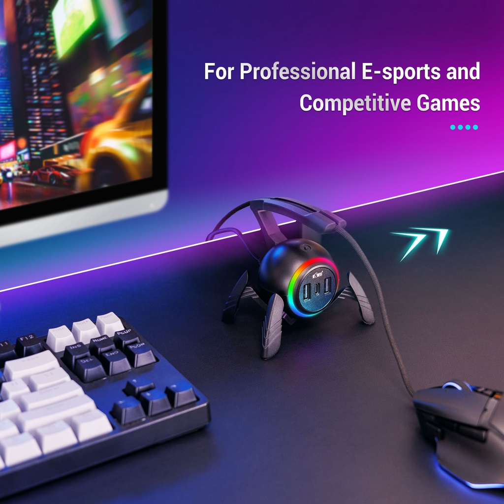 Kiwifotos Chuột chơi game Bungee với cổng USB 2.0 + Type-C để truyền dữ liệu, Bộ cuộn cáp chuột Kẹp dây linh hoạt dành cho chơi game thể thao điện tử