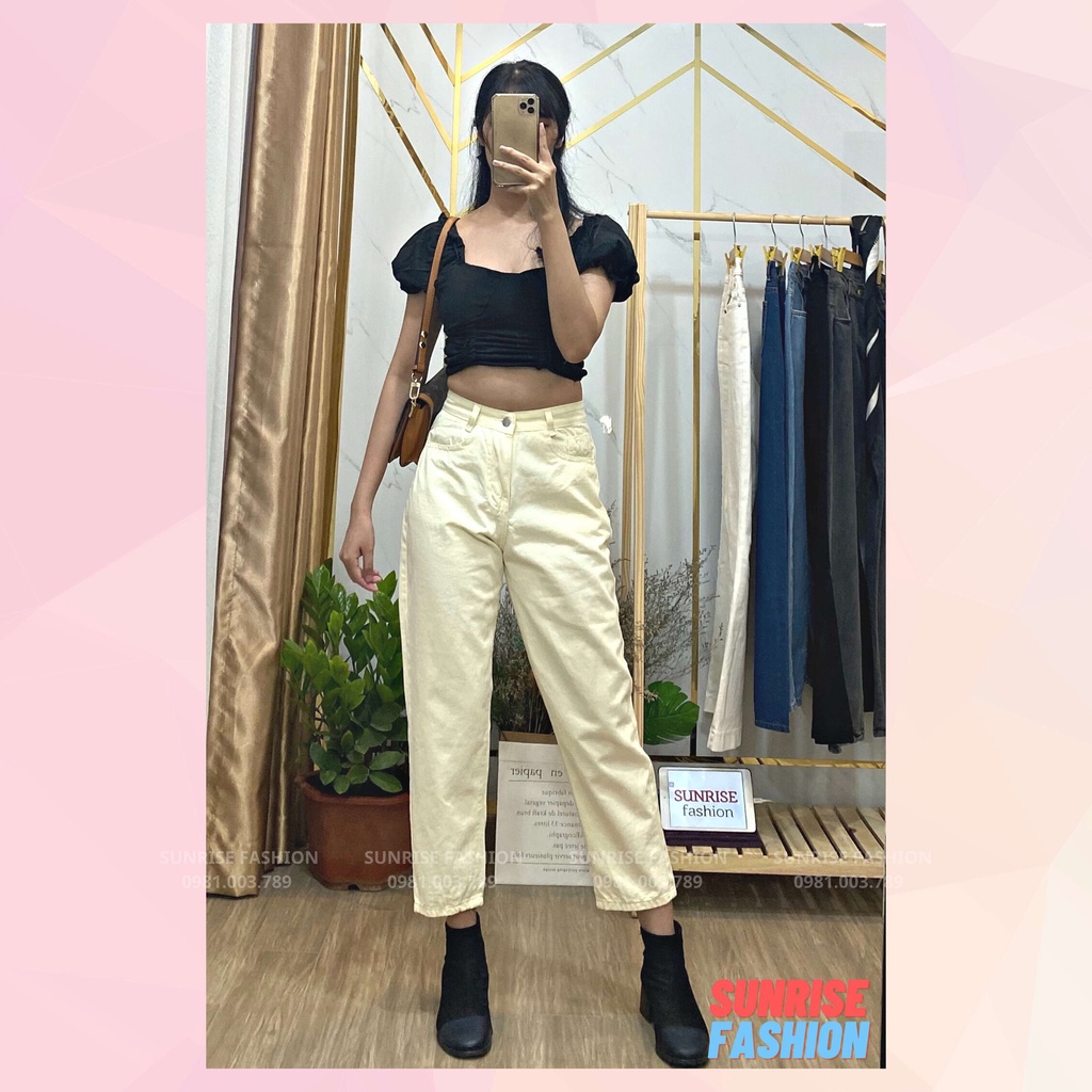 Quần jean baggy nữ cạp cao, quần bò baggy nữ lưng cao Sunrise Fashion S516 | BigBuy360 - bigbuy360.vn