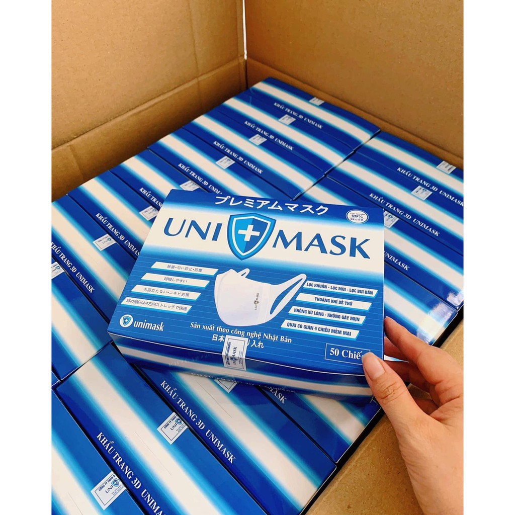 Khẩu trang giấy 3D Uni Mask, Cao cấp, hộp 50 cái. | BigBuy360 - bigbuy360.vn