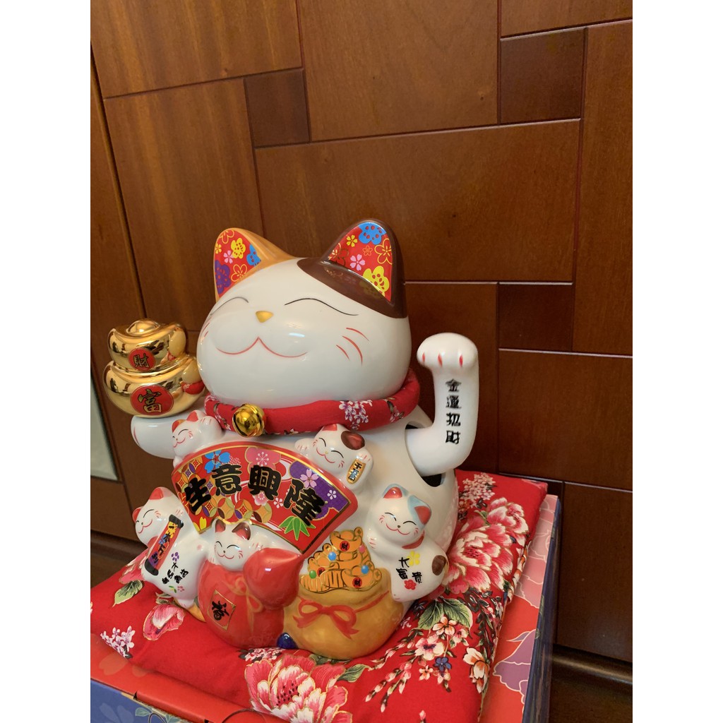 [Big Sale] Mèo Thần Tài Sứ , Mèo May Mắn Maneki Neko 20cm . Vẩy Tay Gọi Khách BÁT PHƯƠNG KHAI TÀI