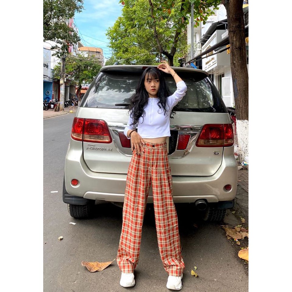 [Mã BDSTBD200 Giảm Ngay 20K] Quần Kẻ Suông Caro Form Thụng Dáng -  Quần Tây Culottes - Quần caro | BigBuy360 - bigbuy360.vn