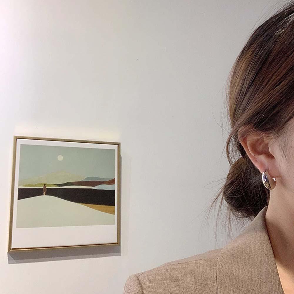 EXPEN Bông Tai Hình Tròn Đơn Giản Thời Trang Cho Nữ