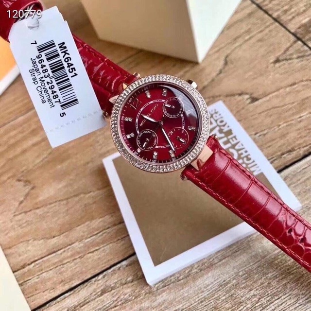 Đồng Hồ Nữ Dây Da Viền Hột Micheal Kors Mk6451 Full Box Chính Hãng