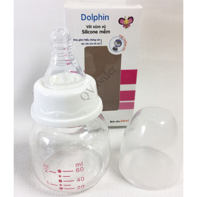 Bình sữa sơ sinh Dolphin 60ml không BPA an toàn cho bé