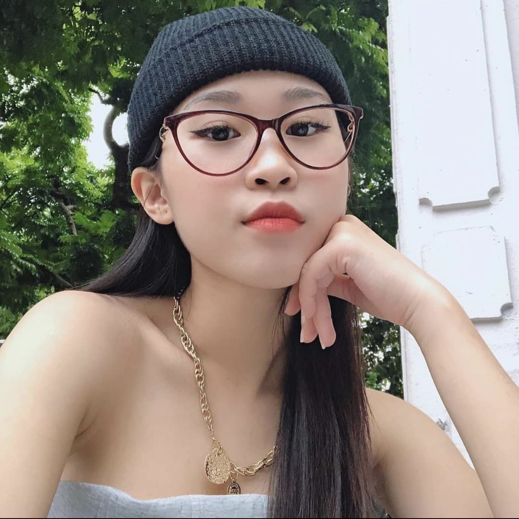 Kính cận mắt mèo nữ kim loại nhựa , gọng mảnh thời trang Hàn Quốc mã 1633